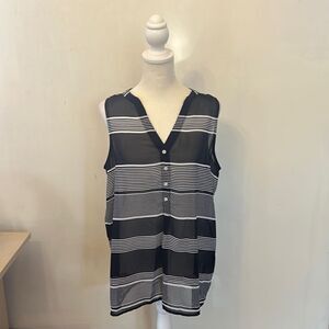 Gap blue white striped sheer sleeveless blouse Size M